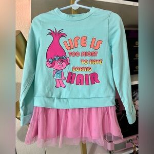 Trolls Blue and Pink Long Sleeve Tutu Dress
